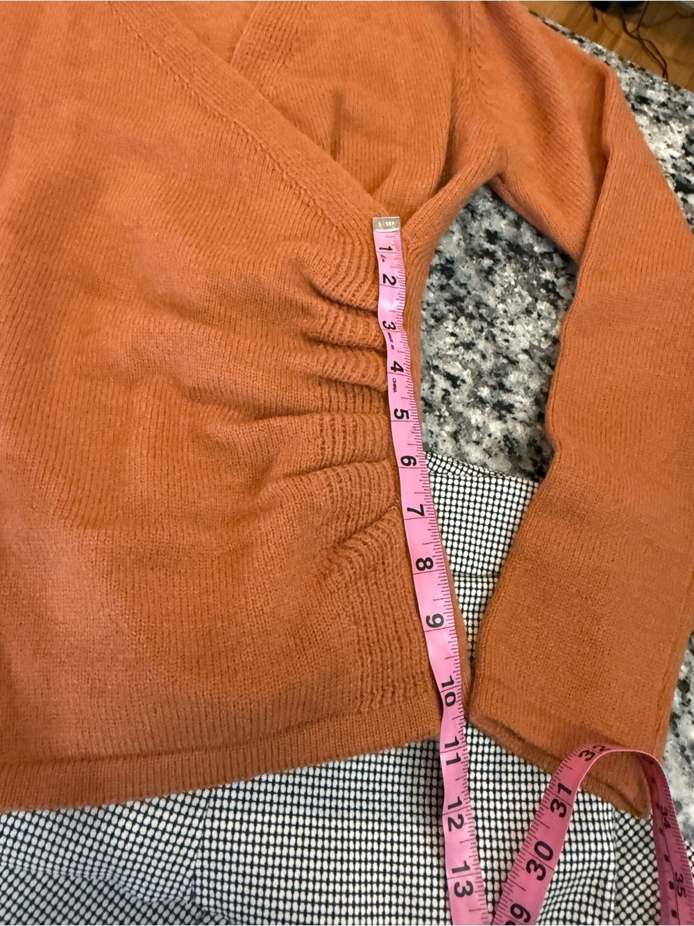 Women's Rust Orange V-Neck Ruched Sweater - Picture 2 of 9